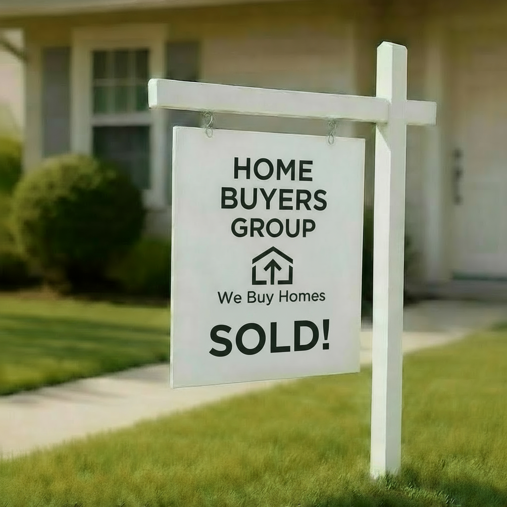 Add the text 'SOLD!' to the bottom of the sign in the image.
